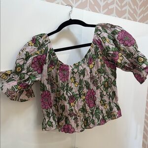 Banjanan Floral off the shoulder Top - Pink and Green